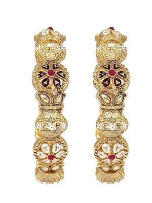 Set of 2 gold toned multi meenakari bangles 2