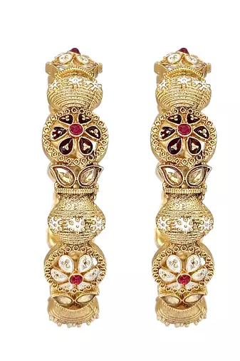 Set of 2 gold toned multi meenakari bangles