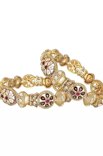 Set of 2 gold toned multi meenakari bangles