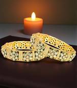 Gold plated set of 2 green rajwadi bangles