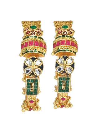 Set of 2 gold plated kundan meenakari bangles 2