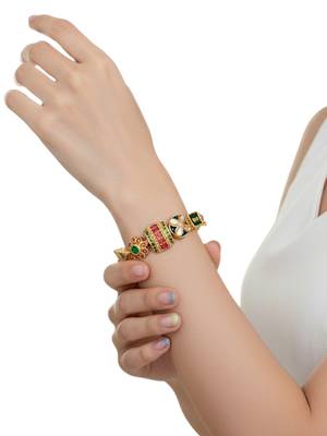 Set of 2 gold plated kundan meenakari bangles 5