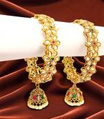 Gold plated set of 2 polki cz jhumka bangles