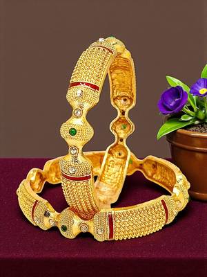 Gold plated set of 2 thushi design bangles 1