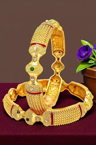 Gold plated set of 2 thushi design bangles