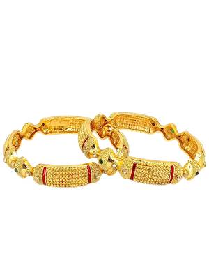 Gold plated set of 2 thushi design bangles 3