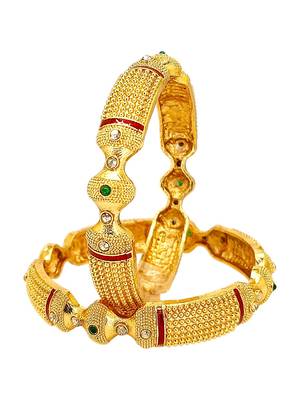 Gold plated set of 2 thushi design bangles 4