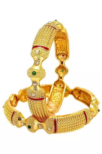 Gold plated set of 2 thushi design bangles