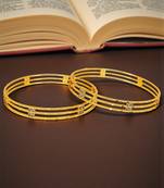 Gold plated set of 2 american diamond machine cut bangles