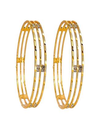 Gold plated set of 2 american diamond machine cut bangles 2