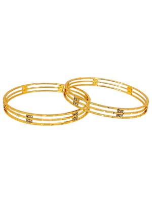 Gold plated set of 2 american diamond machine cut bangles 3