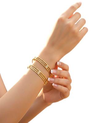 Gold plated set of 2 american diamond machine cut bangles 5