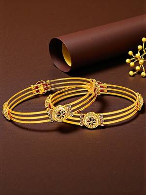 Set of 2 gold plated meenakari stylish bangles 1