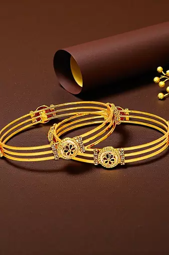 Set of 2 gold plated meenakari stylish bangles