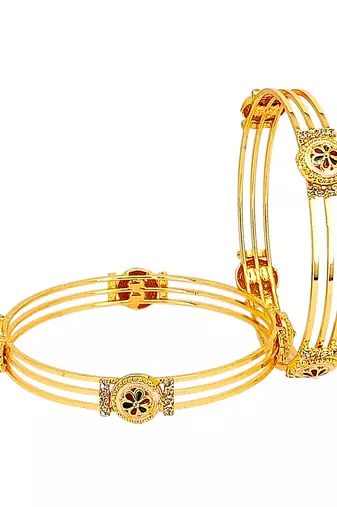 Set of 2 gold plated meenakari stylish bangles