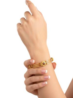 Set of 2 gold plated meenakari stylish bangles 5