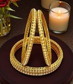 Set of 4 gold plated sleek moti bangle set