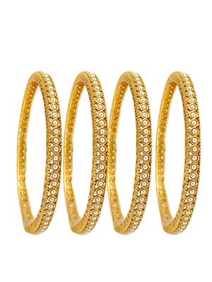 Set of 4 gold plated sleek moti bangle set 2