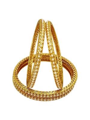 Set of 4 gold plated sleek moti bangle set 3