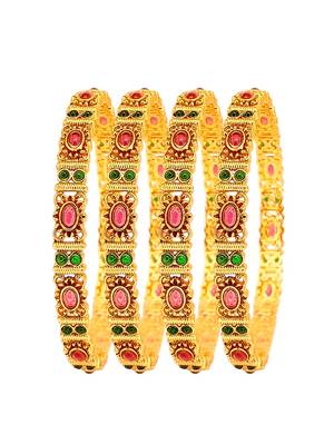 Gold plated set of 4 kemp stone bangle set 2