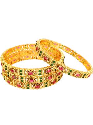 Gold plated set of 4 kemp stone bangle set 3