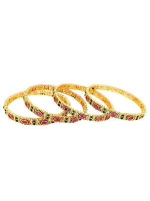 Gold plated set of 4 kemp stone bangle set 4