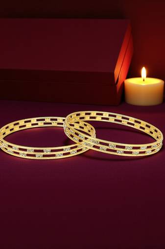 Gold plated set of 2 american diamond bangles
