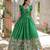 Dola Silk Printed & Embroidered Readymade Gown     Green | 56" Length | Lightweight Festive & Cultural Wear