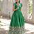 Dola Silk Printed & Embroidered Readymade Gown     Green | 56" Length | Lightweight Festive & Cultural Wear