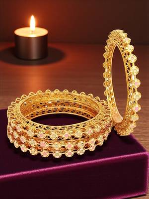 Gold plated set of 4 pastel pacheli bangle set 1
