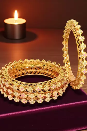 Gold plated set of 4 pastel pacheli bangle set