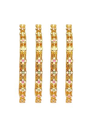 Gold plated set of 4 pastel pacheli bangle set 2