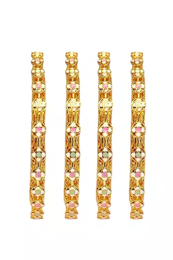 Gold plated set of 4 pastel pacheli bangle set