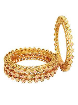 Gold plated set of 4 pastel pacheli bangle set 3