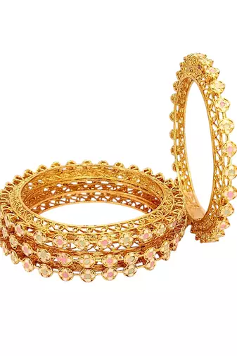 Gold plated set of 4 pastel pacheli bangle set