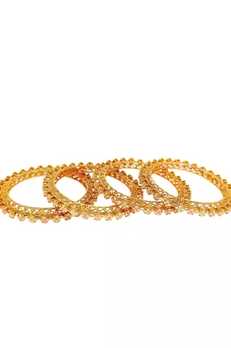 Gold plated set of 4 pastel pacheli bangle set