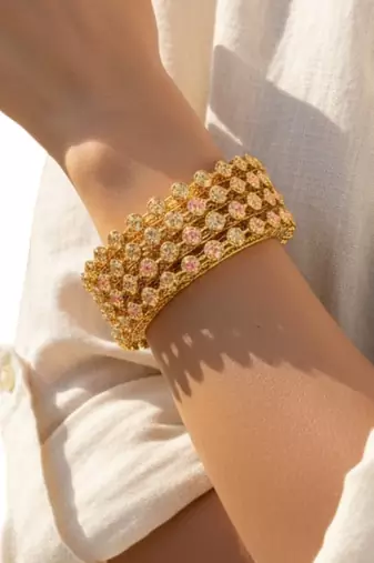 Gold plated set of 4 pastel pacheli bangle set
