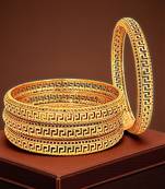 Gold plated set of 4 greek key design bangles