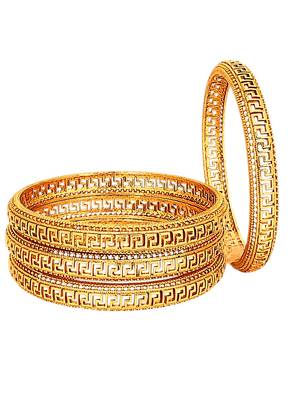 Gold plated set of 4 greek key design bangles 3