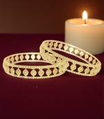 Gold plated floral textured set of 2 bangles