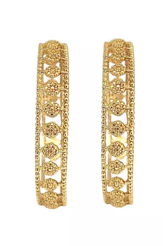 Gold plated floral textured set of 2 bangles