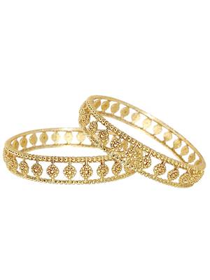Gold plated floral textured set of 2 bangles 4