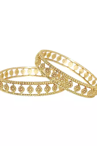 Gold plated floral textured set of 2 bangles