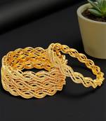 Gold plated set of 4 braided bangle set