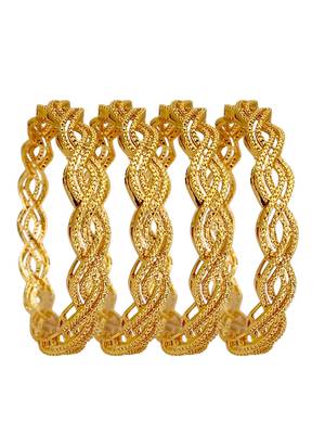 Gold plated set of 4 braided bangle set 2