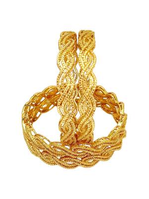 Gold plated set of 4 braided bangle set 3