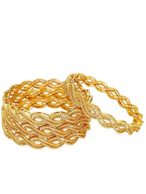 Gold plated set of 4 braided bangle set 4