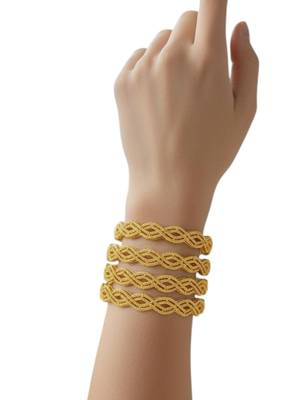 Gold plated set of 4 braided bangle set 5