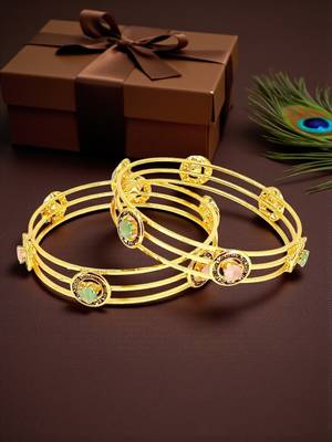 Set of 2 gold plated pastel cz bangles 1