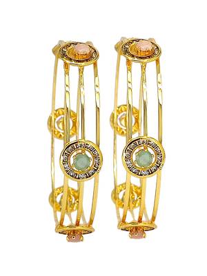 Set of 2 gold plated pastel cz bangles 2